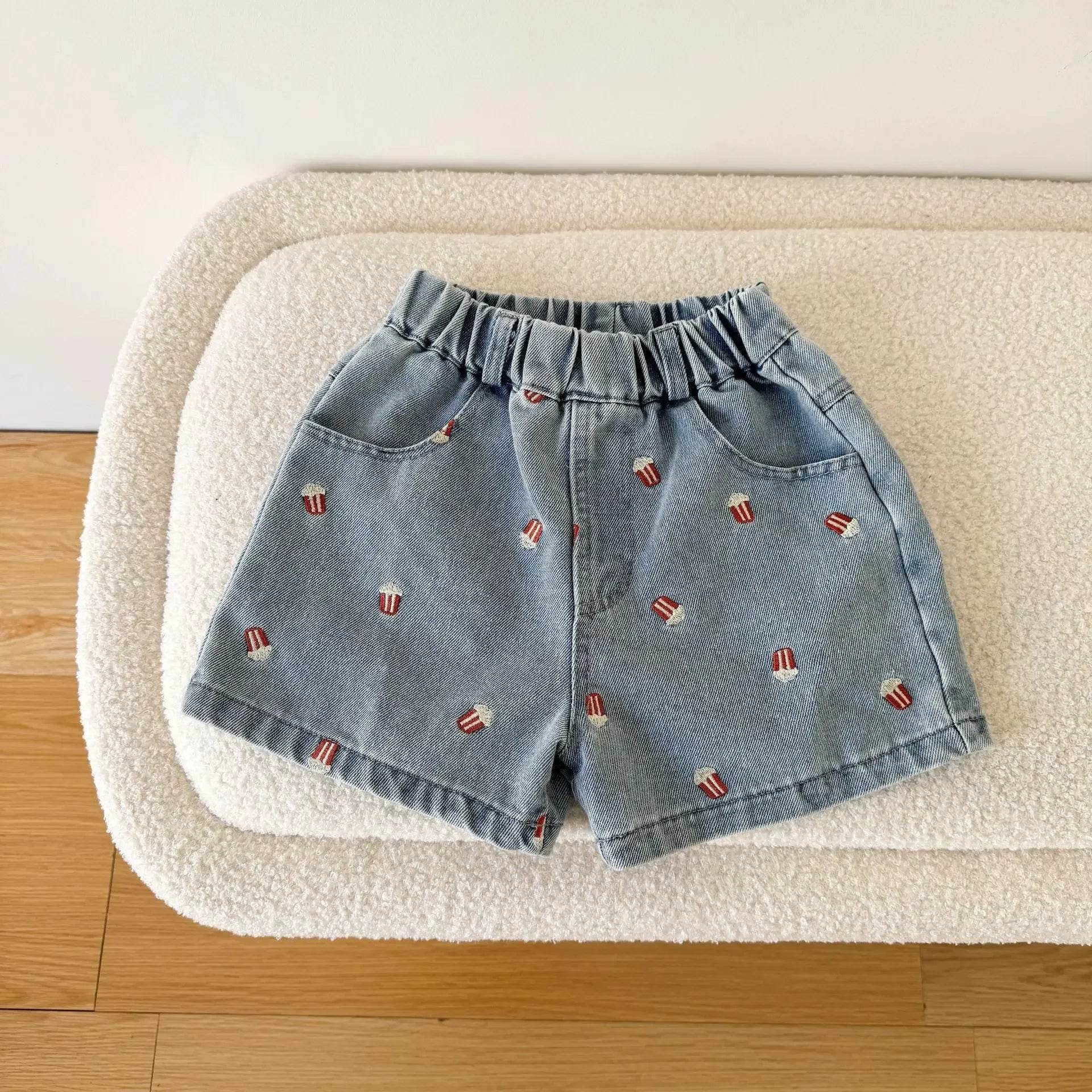 Fashion Cartoob Print Denim Kids Shorts Girls Pants Summer 2025 New Boys Summer Clothes Baby Loose Casual Pants - AIAZ