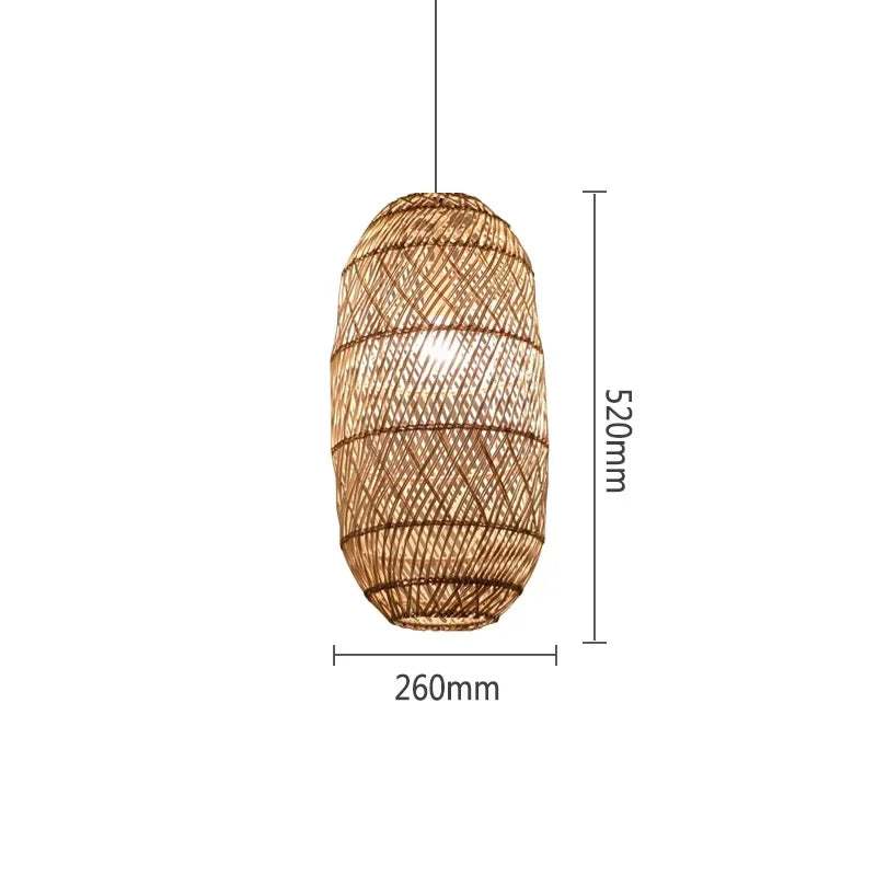 Japanese Style Wooden Woven Handmade Pendant Lights Restaurant Bedroom Study Room Chandelier Pastoral Rattan Tatami Chandeliers