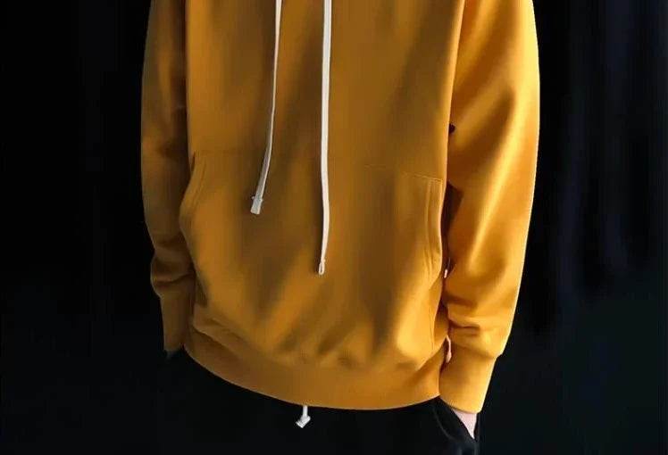 Male Clothes Hooded Solid Sweatshirt For Men No Logo Hoodies Yellow Designer Sweat Shirt Simple Elegant Hot Low Price New In S - AIAZ