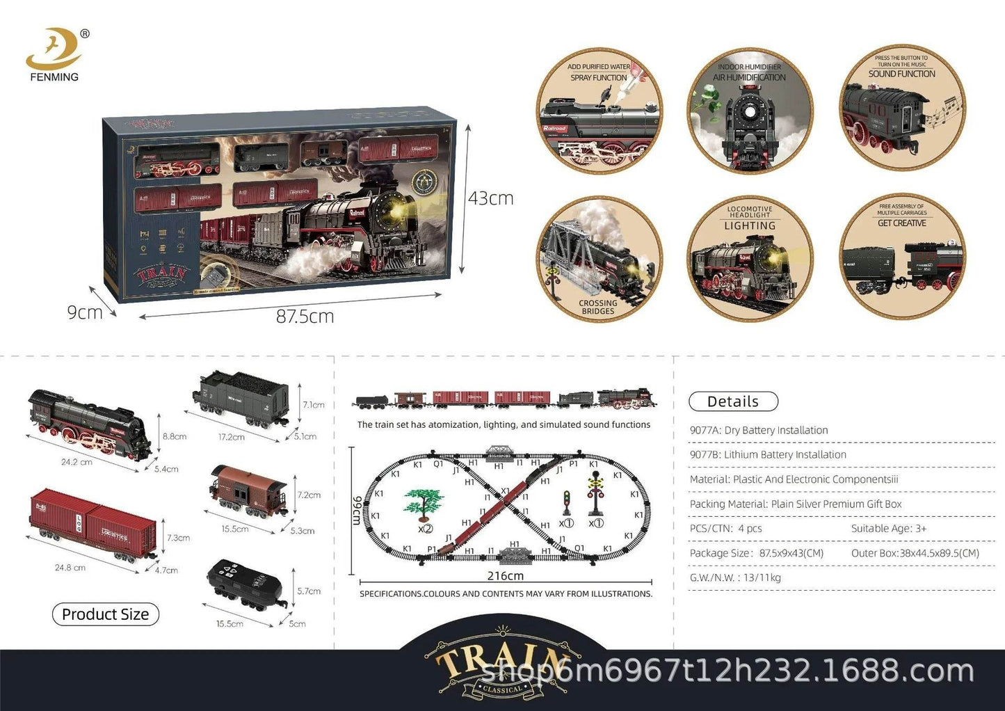 Electric Remote Control Steam Train Toy Green Children's Small Train Color Box Boy's Birthday Gift - AIAZ