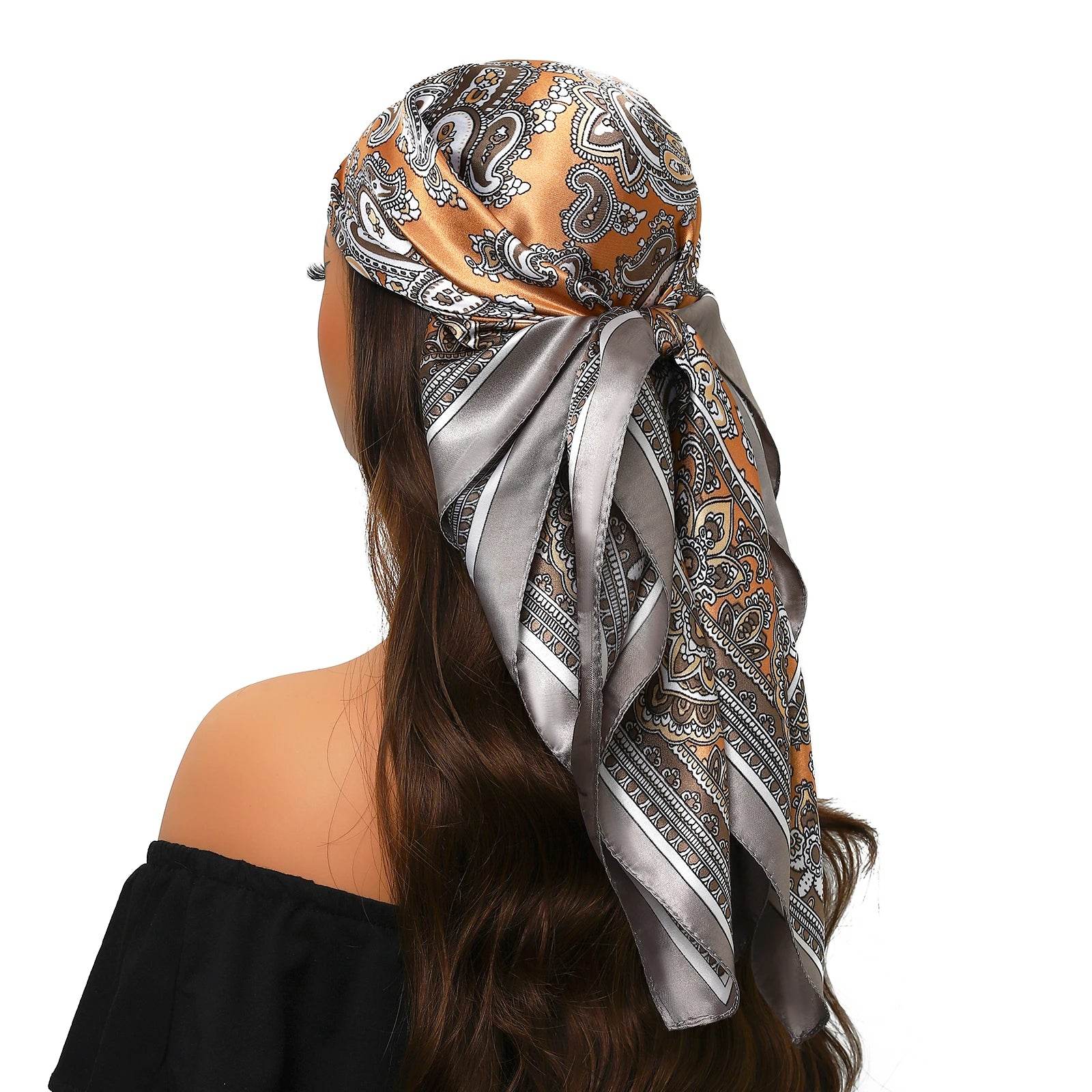 Head Scarf Women Luxury Brand Square 90*90cm Silk Foulard Satin Bandana Cheveux Soft Neckerchief Hijab Hair Scarves For Ladies - AIAZ