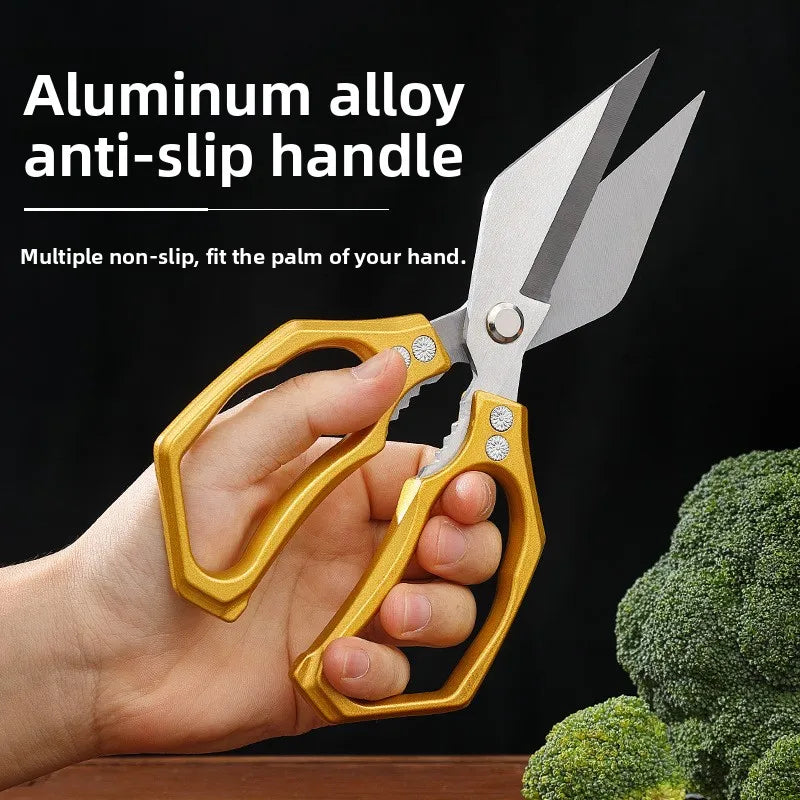 1pc Heavy-Duty Kitchen Scissors Stainless Steel Multi-Purpose Shears for Meat and Roast Cutting Household Cooking Food Scissors