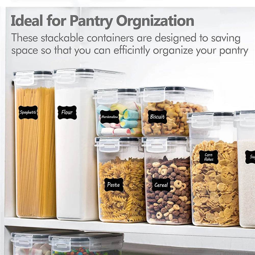 Kitchen 7pcs Food Containers Set BPA Free Plastic Airtight Storage Box With 10stickers and Pen - AIAZ