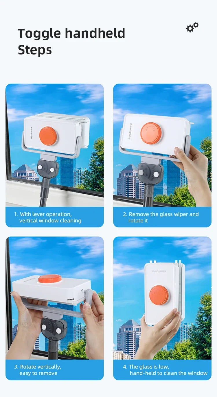Double Sided Magnetic Glass Brush With Telescopic Rod Adjustable Magnetic Anti-Drop For Various Glass Home Window Cleaner