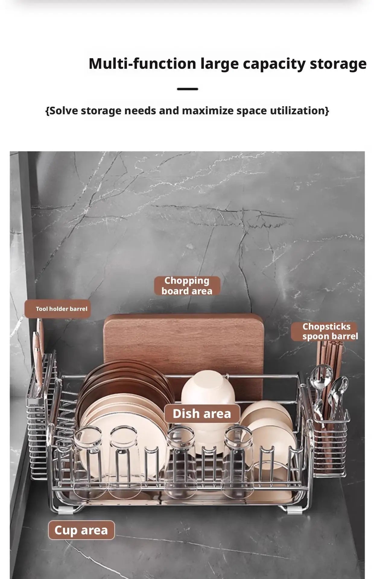 Dish Drain Rack Holder 304 Stainless Steel Bowl Drainer Tableware Cup Drying Rack Kitchen Accessories Storage Organizer Shelf