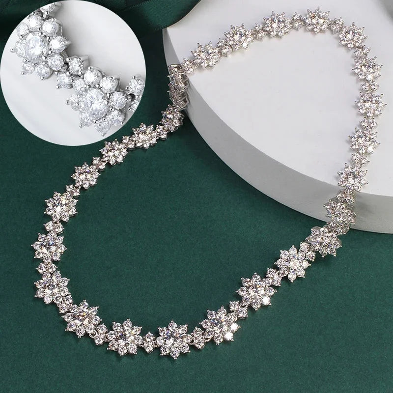 NKHOG Full Moissanite Jewelry Set 925 Sterling Silver Sunflower Necklace Bracelet Earring Sets For Women Fine Jewelry GRA Tested