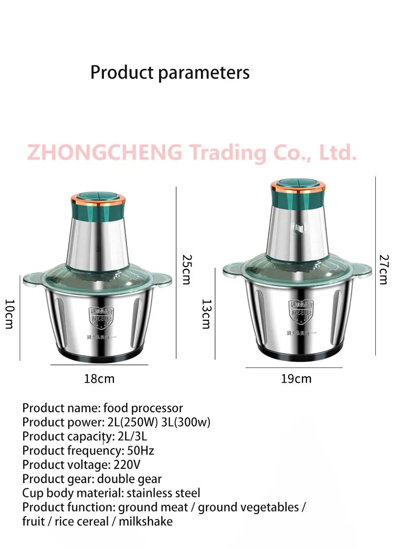 Kitchen household electric meat grinder stainless steel stuffing minced vegetables minced meat mincer small garlic chili cooker