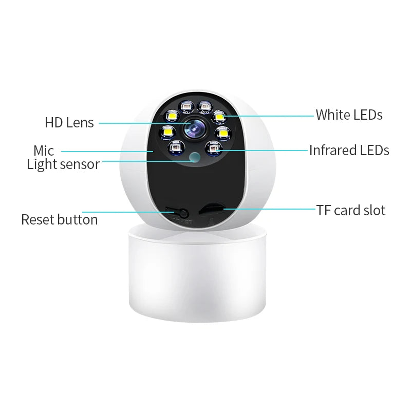 HD 5MP WiFi Camera Home AI Smart Baby Monitor Wireless 2-Way Audio Color Night Vision Home Security Surveillance IP PTZ Camera
