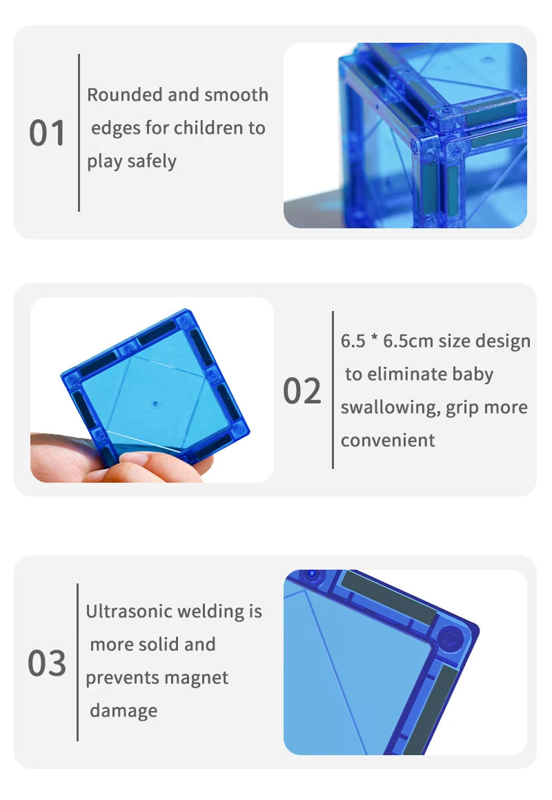Magplayer Magnetic Building Blocks Construction Set Game Magnet Tiles Children Montessori Educational Toys For Kid Boy Girl Gift