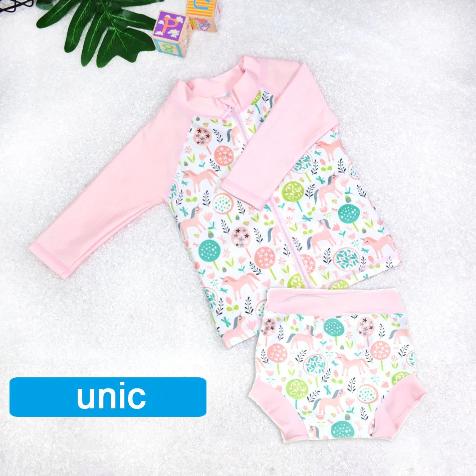 Eezkoala Infant Swimsuit UV 50 Resistant  and Long Sleeve Zipper Baby Swimwear Rash Vest for Toddler  Swimming Suit for  Kids