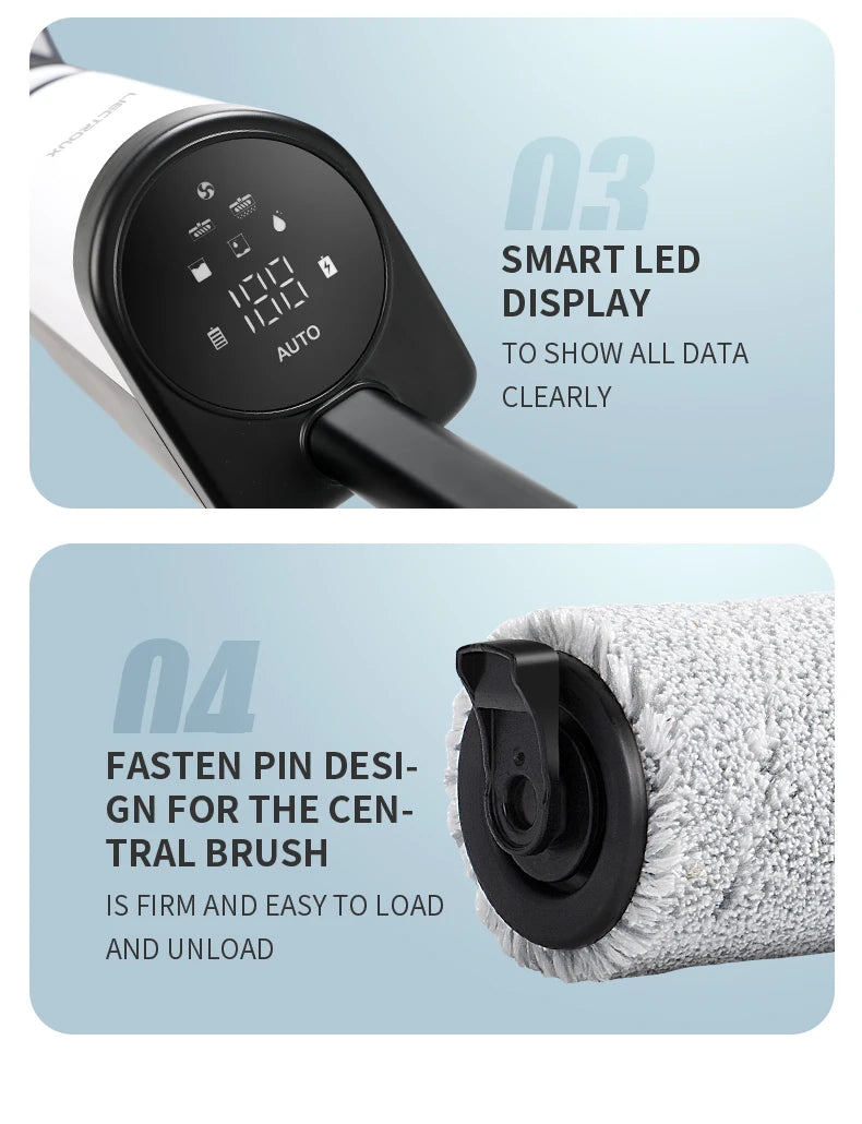 Liectroux i7Pro Cordless Vacuum Cleaner for Wet And Dry Cleaning, Smart Washing for Home Multi Surface Floor,14Kpa, Self-drying