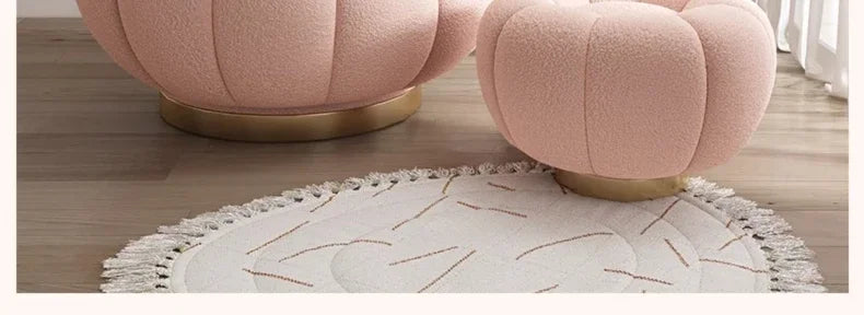 Lazy sofa that can be reclined or slept on, pumpkin sofa chair, small-sized lamb velvet fabric sofa, single sofa