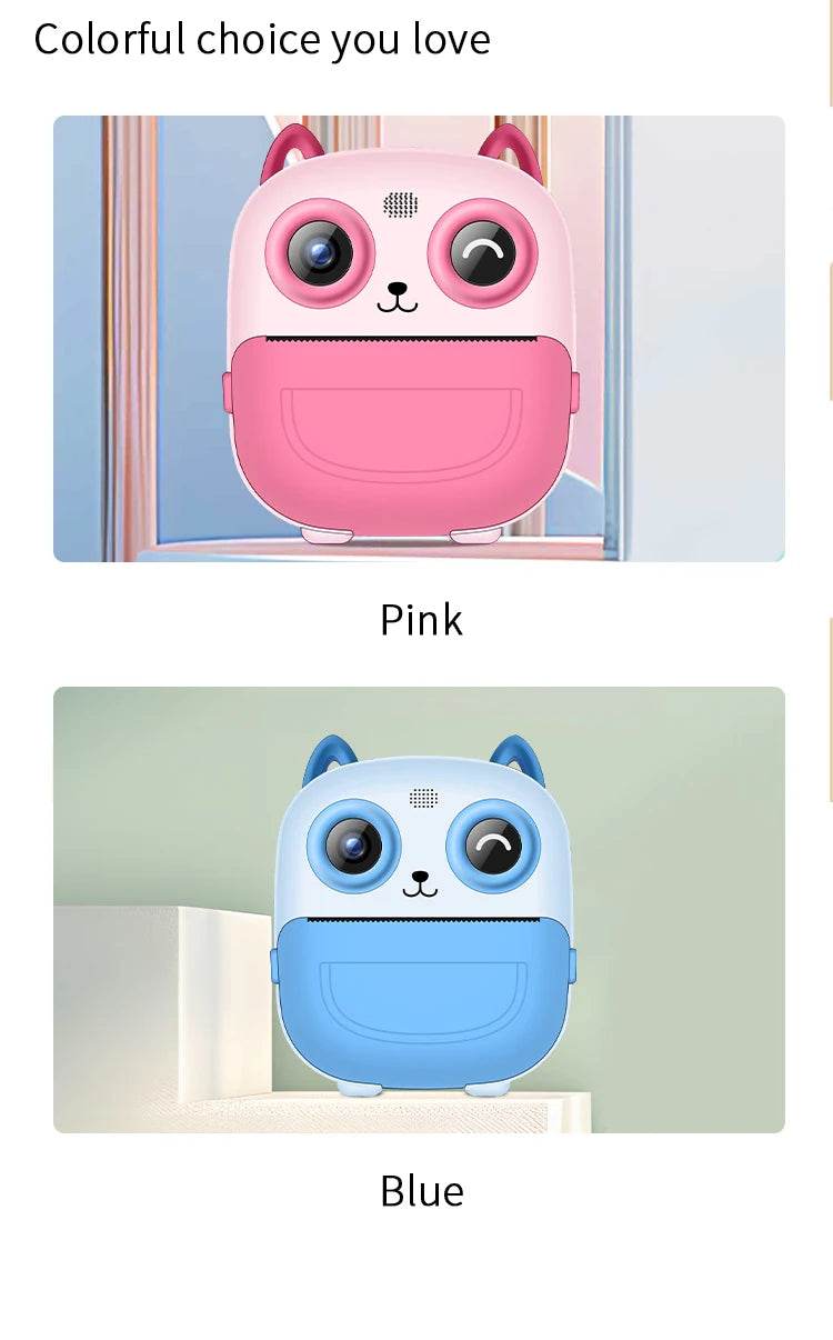 Children Digital Camera Instant Print for Kids Thermal Print Camera Instant Photo Printing Camera Video Toys+32G Memory Card - AIAZ