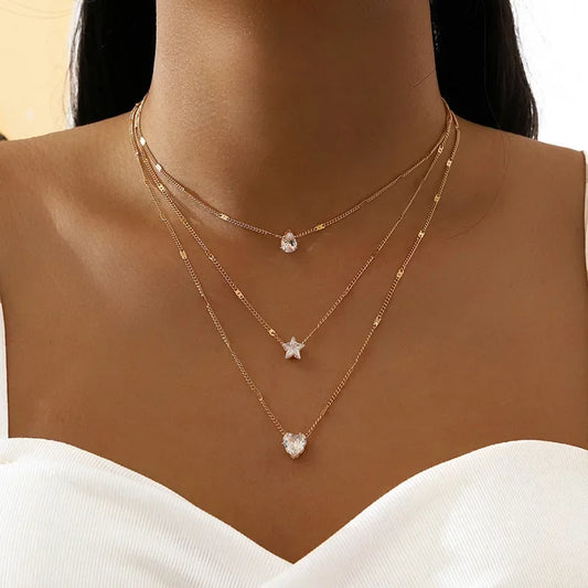 Layered Gold Necklaces for Women Stackable14K Gold Silver Plated Circle Paperclip Chain Pendant Choker Necklace Set For Woman