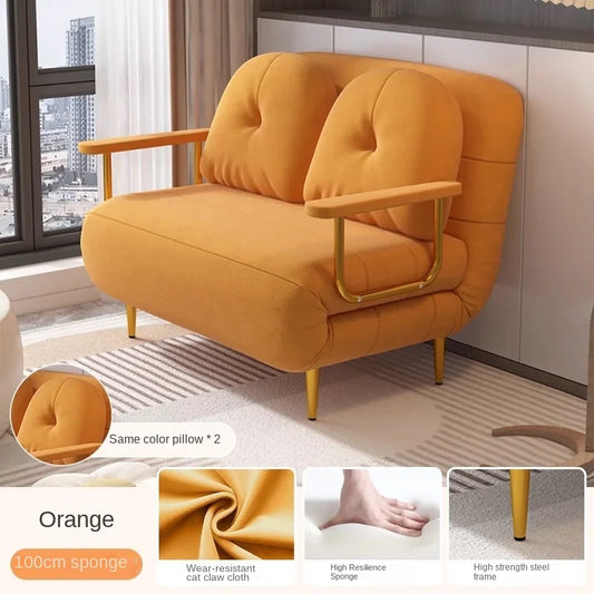 Folding Sofa Bed Dual Use Single Small Unit Balcony Living Room Multi Functional Clouding Stretching Relaxing Sofa Two Seat