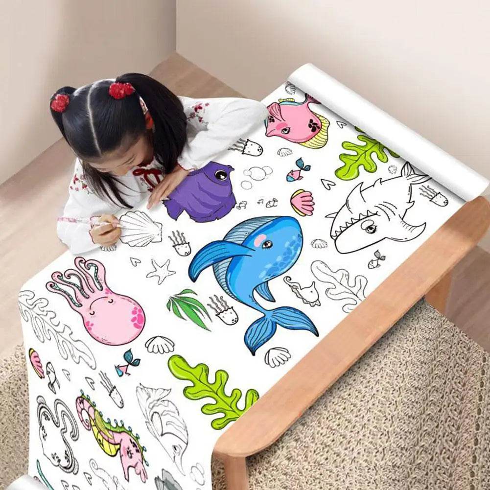 Children's Drawing Roll Sticky Color Filling Paper Graffiti Scroll Coloring Paper Roll For Kids DIY Painting Educational Toys - AIAZ