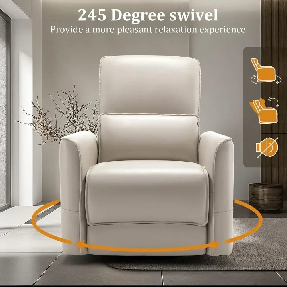 Nordic Minimalist Electric Swivel Recliner Chair, Power Rocker, Glider Nursery,Rocking of Faux Leather