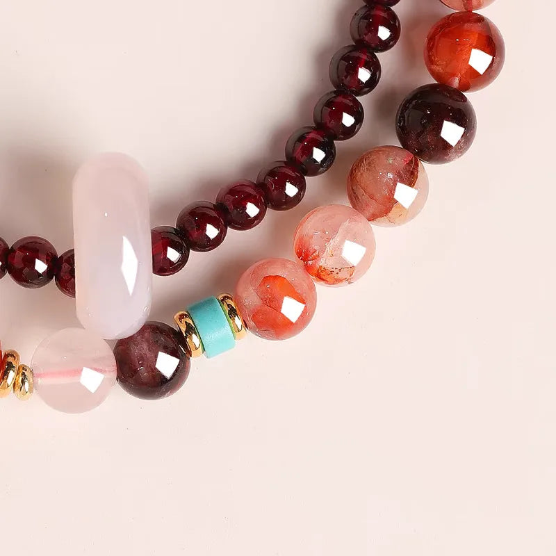 FORWELL Natural Stone Crystal Beads Semi Precious Women's Bracelet Amethyst Multi Layered Combination Bracelets Luxury Gift