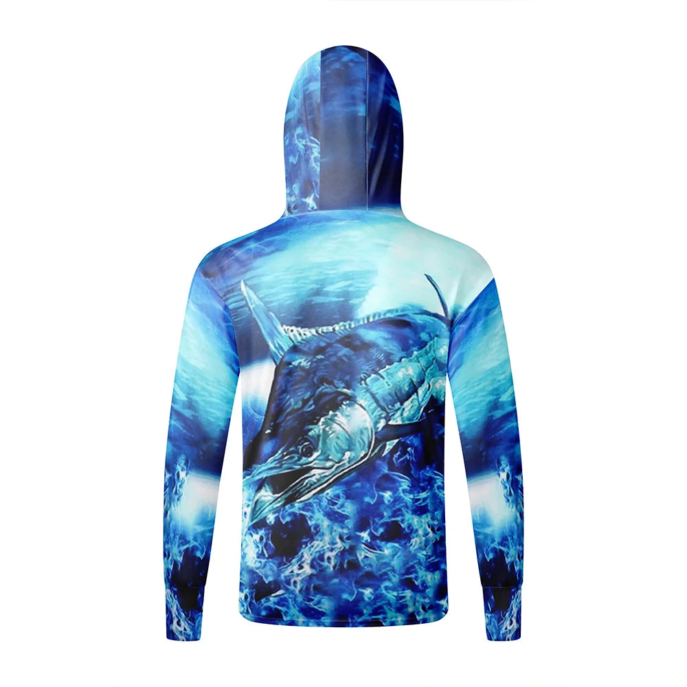 Fishing Shirts Long Sleeve Hoodie UPF 50+ T-shirt Tops Sun Protection Jersey Men's Face Mask Fishing Clothes