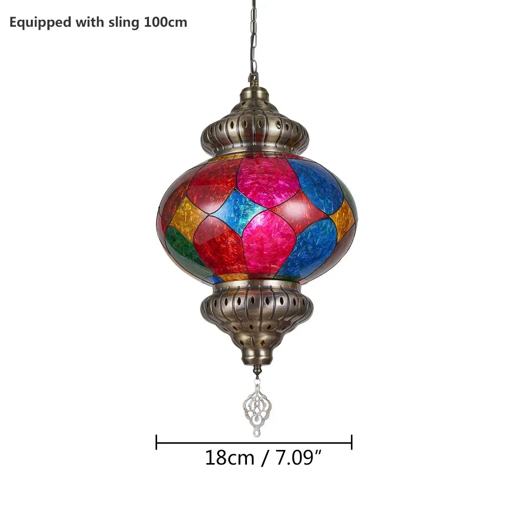 Artpad Turkish Mosaic Chandelier Ceiling Moroccan Living Room Bedroom Colorful Glass Chandelier Lamp Lighting