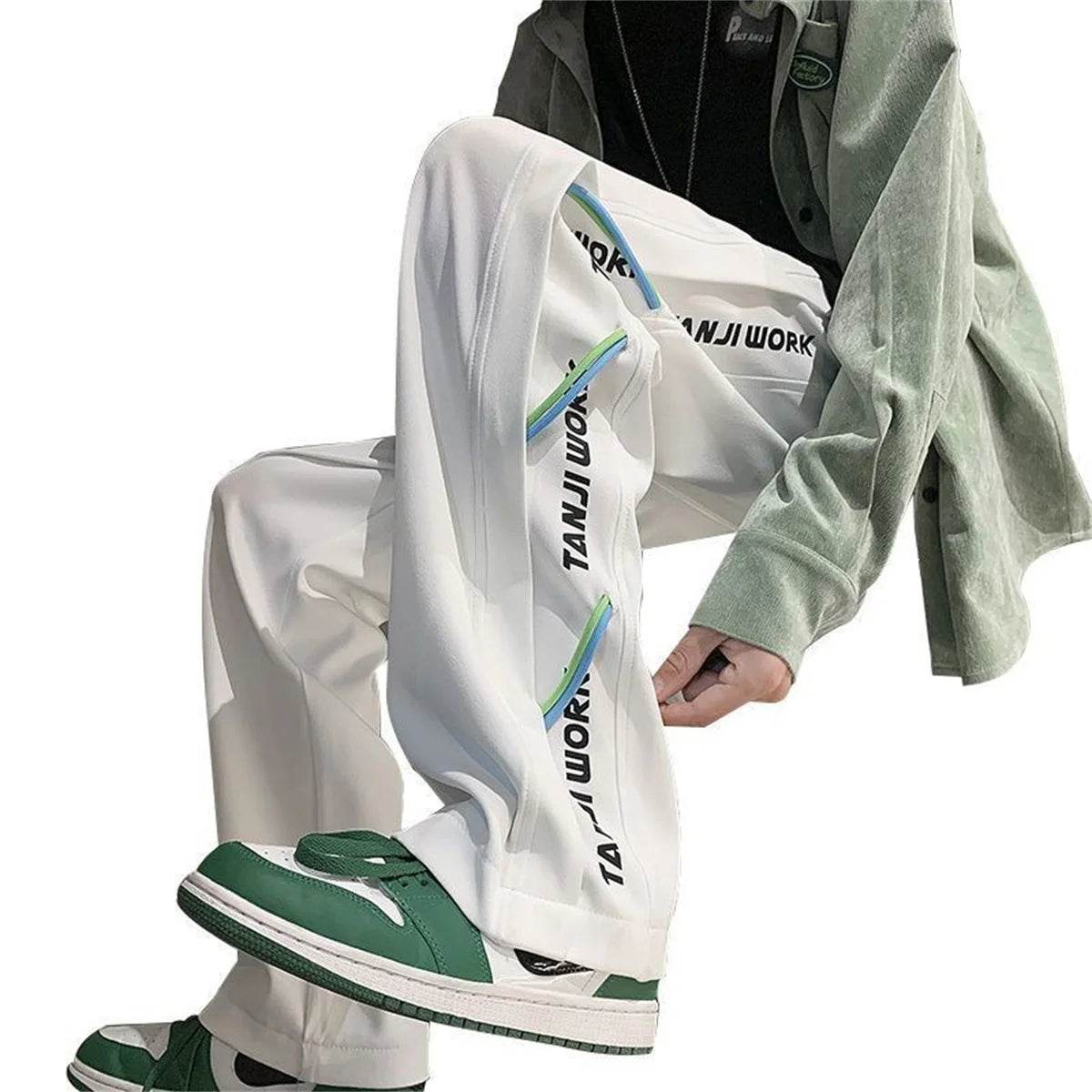 2025 New Fashion Trends Men's Casual Pants Processing Pants Thin Loose Oversized Elastic Breathable and Ventilated Pants - AIAZ