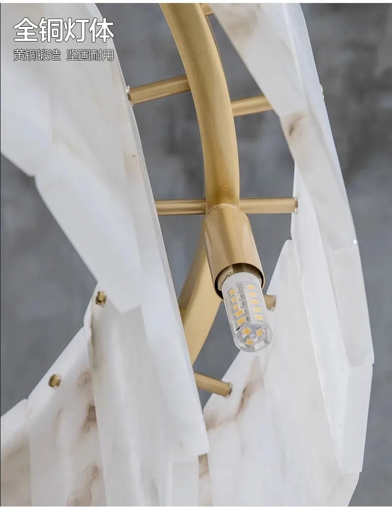 Natural Marble Brass Pendant Light Luxury Nordic Gold Chandelier for Living Room Dining Room Bedroom Bar Study Lighting Fixture
