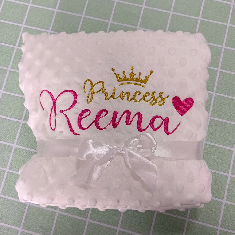 Personalized Bubble Minky Fleece Baby Blanket with Name DIY Custom Toddler Crib Stroller Blanket For Newborn Baby Birthday Gift