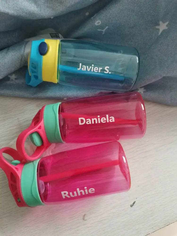 DIY Children Water Bottles Portable 480ML Personalized Outdoor Safety Plastic Drinking Cup For Birth Gift Free Customize Names - AIAZ