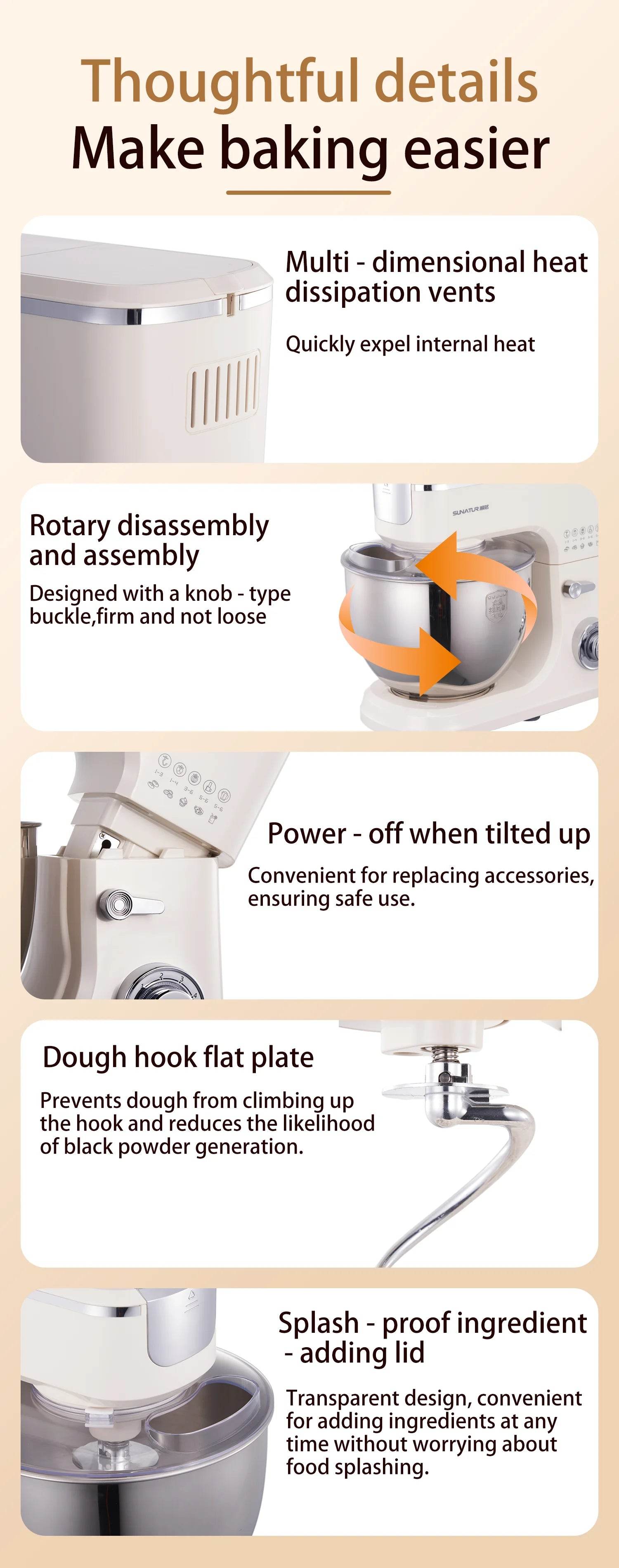 SUNATUR 2000W electric kitchen blender 8L stand mixer machine Egg Beating cream All-in-One Mixer Household Auto Dough Kneading - AIAZ