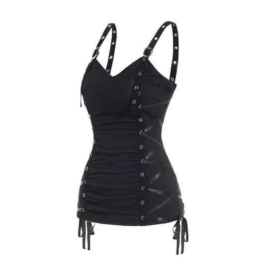 Summer Tank Tops for Women Plain Color Tank Top Ruched Grommet Lace Up Casual Sleeveless Tops топ женский - AIAZ