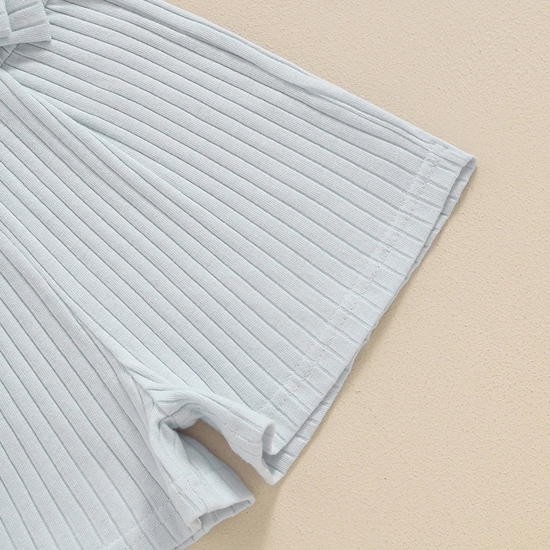 Pudcoco Infant Kids Baby Girl Ribbed Jumpsuit Summer Cute Bow Sleeveless Romper Shorts for Newborn Toddler Cute Clothes 6M-4T