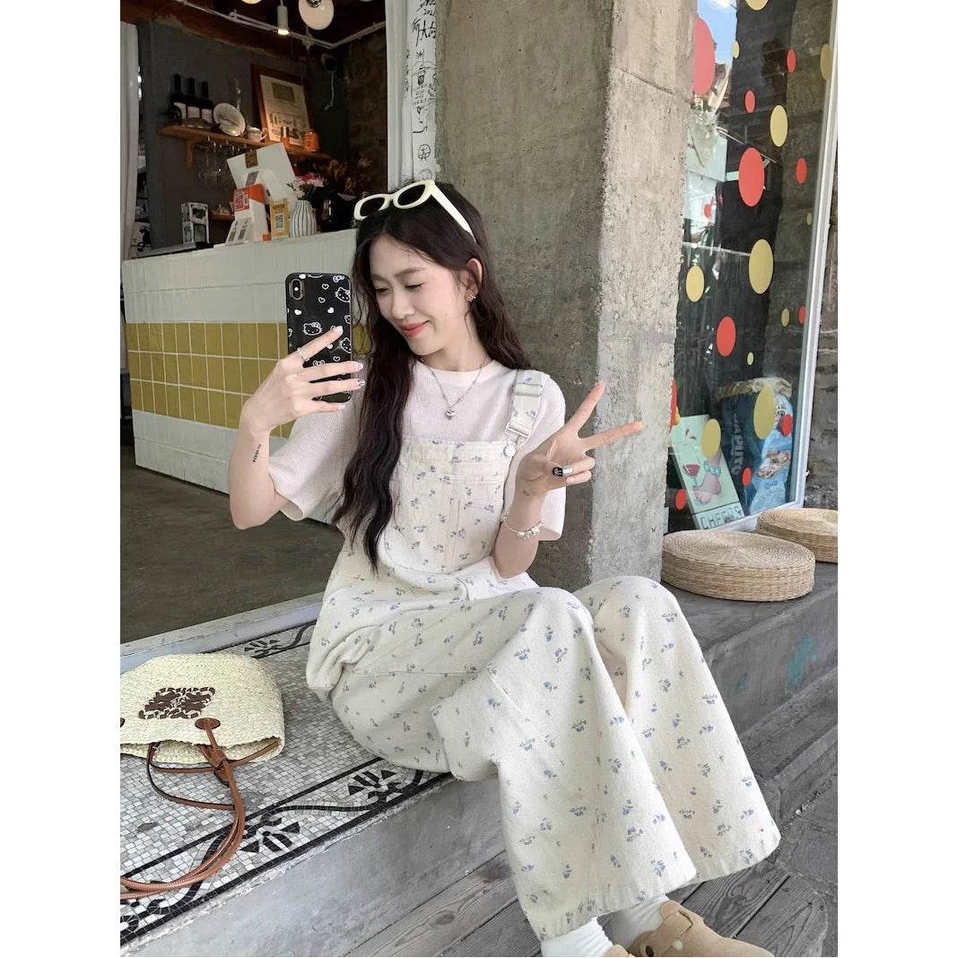 Jumpsuits Women Cute Lively Fashion Simple Floral New Autumn All-match Simple Temperament Korean Style Tender Straight Trousers - AIAZ