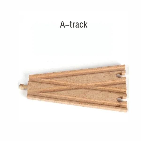 DIY Children Wooden Train Rail Track Accessories Toy Cross Track Railway Toys Compatible All Track for Kids Boys & Girls Gifts - AIAZ