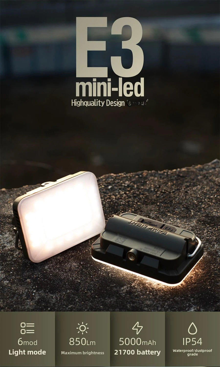 5000Mah LED Camping Tent Light Rechargeable Outdoor Emergency Lighting Waterproof Portable Hanging Night Lamps Camping Lighting