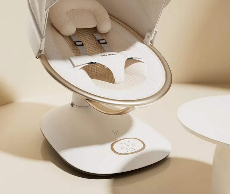 Baby Rocking Chair Electric Smart Wireless with Music & Timer Mosquito Net Baby Cradle Bassinet for Newborn Baby