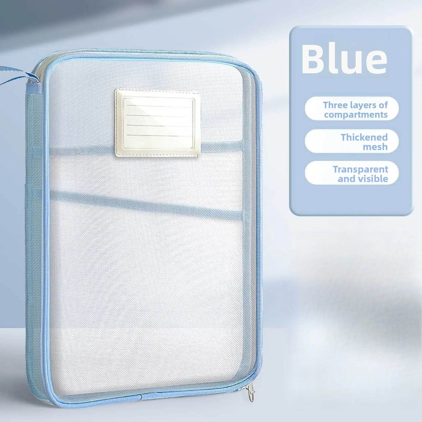 A4 Book Bag for School Double Layer Mesh Organizer Large Capacity Student Essentials Textbooks Folders Storage School Supplies - AIAZ