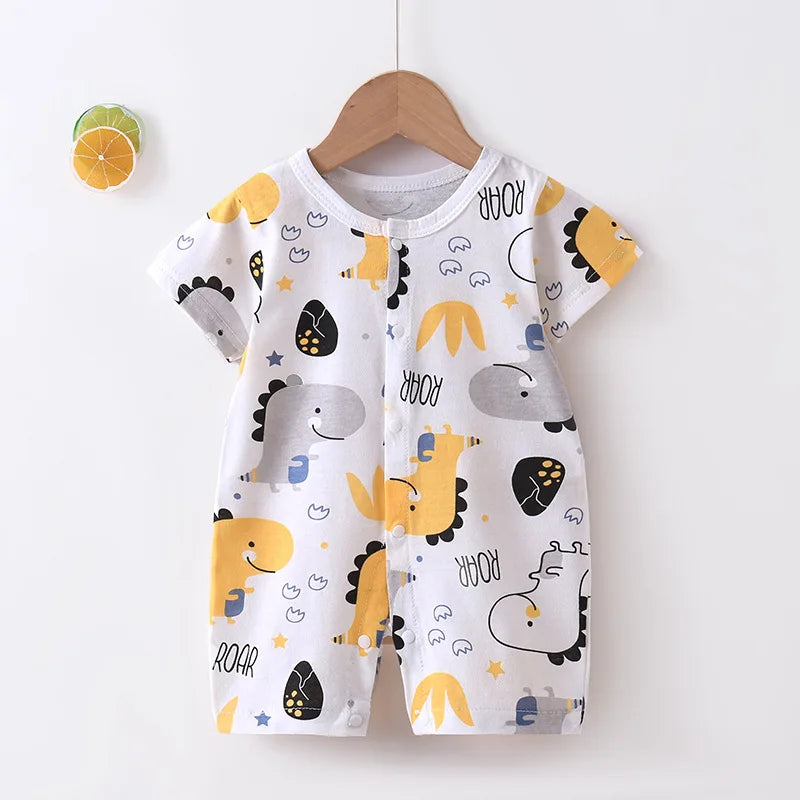 2025 New Baby Onesies Climbing Clothes Pure Cotton Summer Newborn Boys Girls Rompers Short-Sleeved Thin Harness Infant Clothes