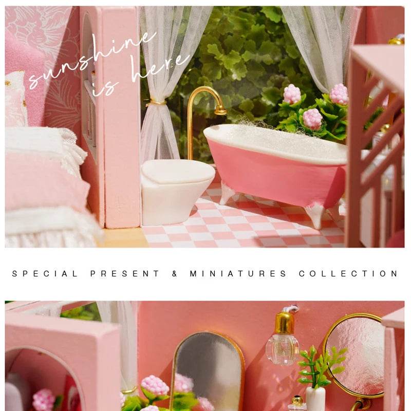 Doll House Kit 3D Wooden Mini DollHouse Assembly Building with Furniture Kit Toys Children's Birthday Gift 3D Puzzle Handmade - AIAZ