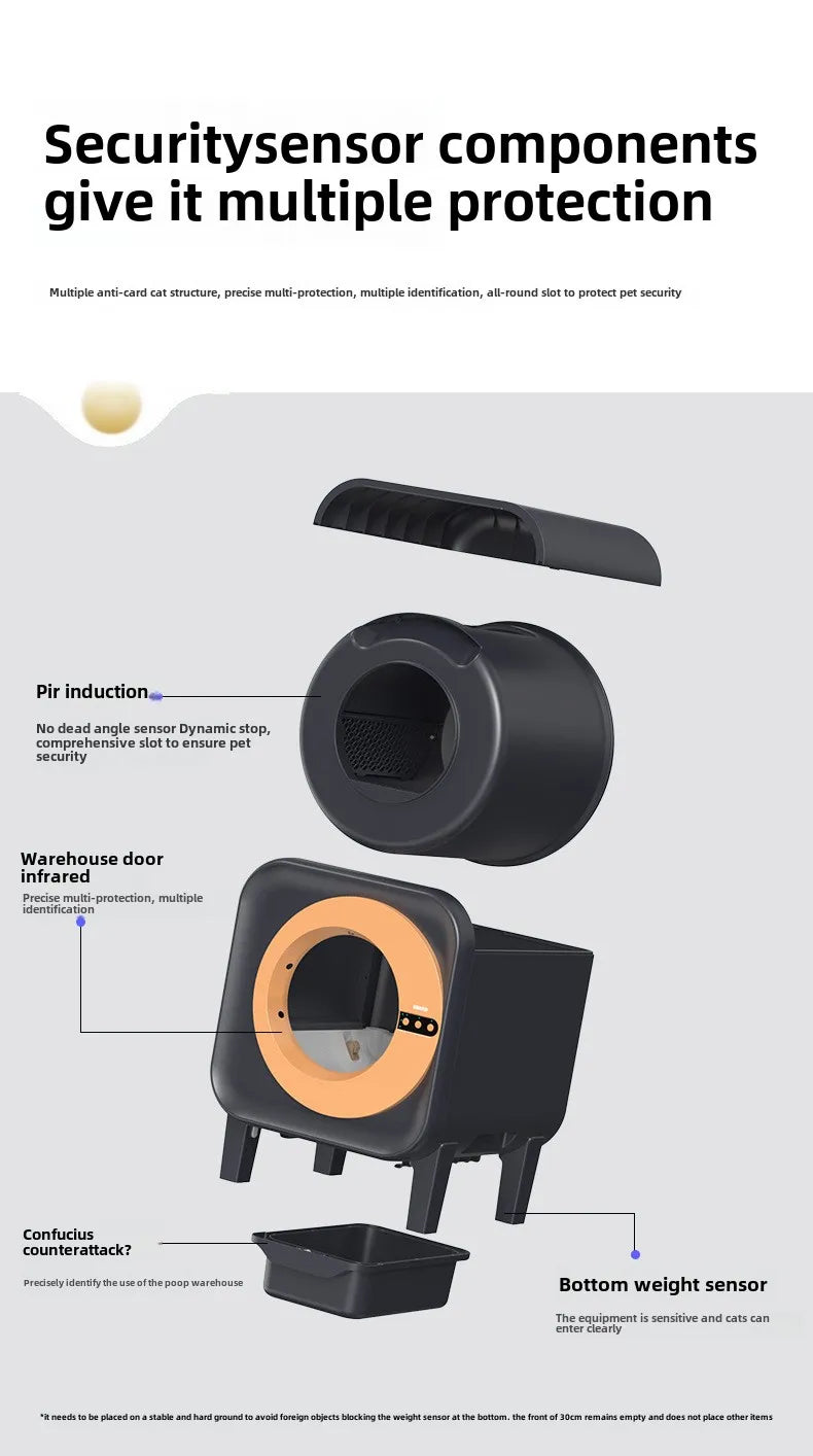 Intelligent Cat Litter Box, Cat Toilet, Electric APP Control Pet Litter Box, Large Size, Automatic Feces Shovel, Anti Splash