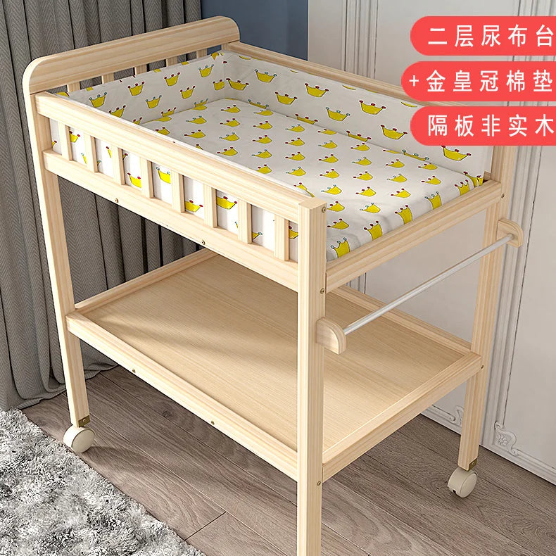 ZZ solid wood diaper changing table mobile care bath massage multi-functional baby newborn changing table