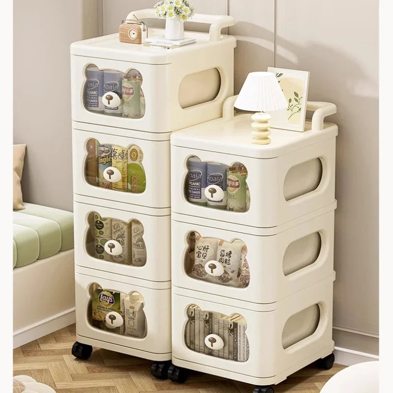 Household handcart baby snack toy storage rack, multi-layer drawer style storage rack, movable storage cabinet