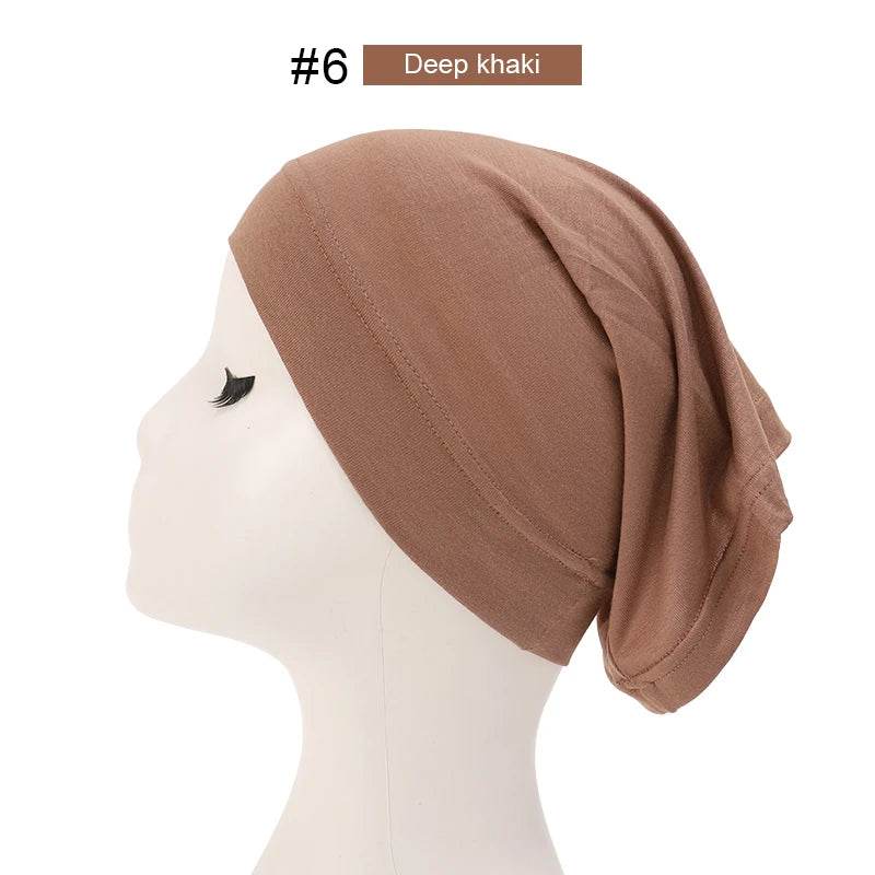 Fashion Muslim Hijab Caps Solid Underscarf Women Veil Modal Cotton Hijab Muslim Scarf Turbans Head Women's Hijabs Hat Islamic - AIAZ