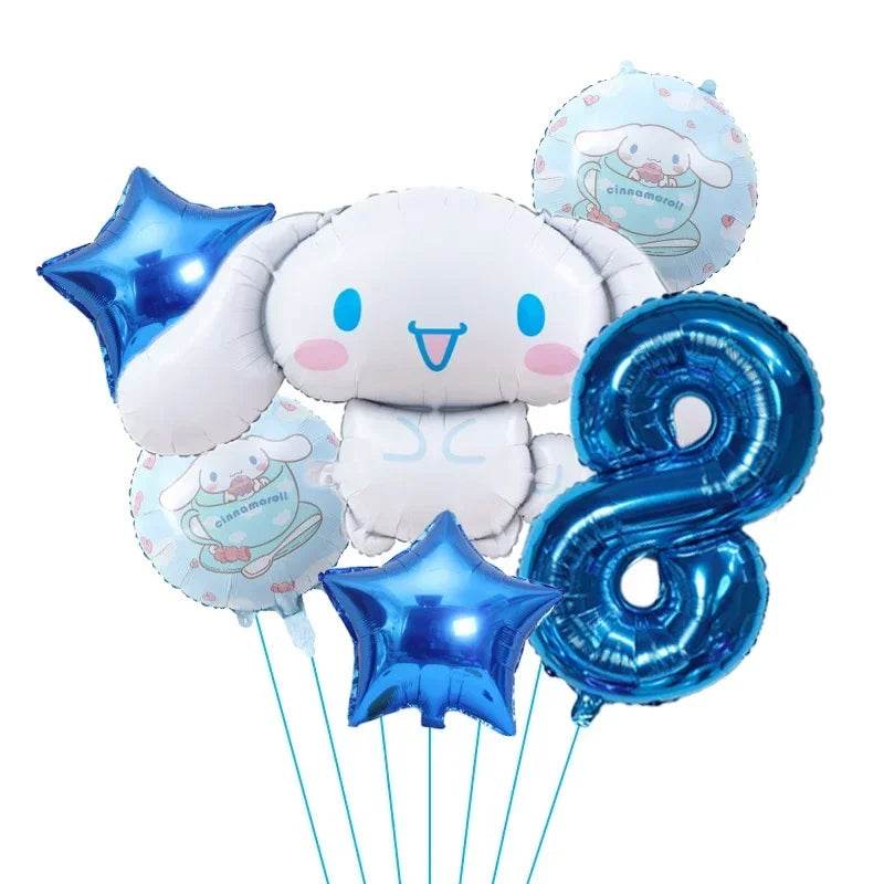 6pcs Cartoon Sanrio Cute Kuromi My Melody Cinnamoroll Foil Balloon 32 inch Number Set Children's Birthday Party Decorative Toys - AIAZ