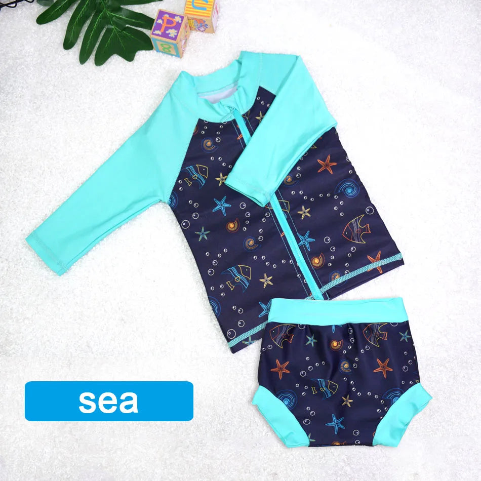 Eezkoala Infant Swimsuit UV 50 Resistant  and Long Sleeve Zipper Baby Swimwear Rash Vest for Toddler  Swimming Suit for  Kids