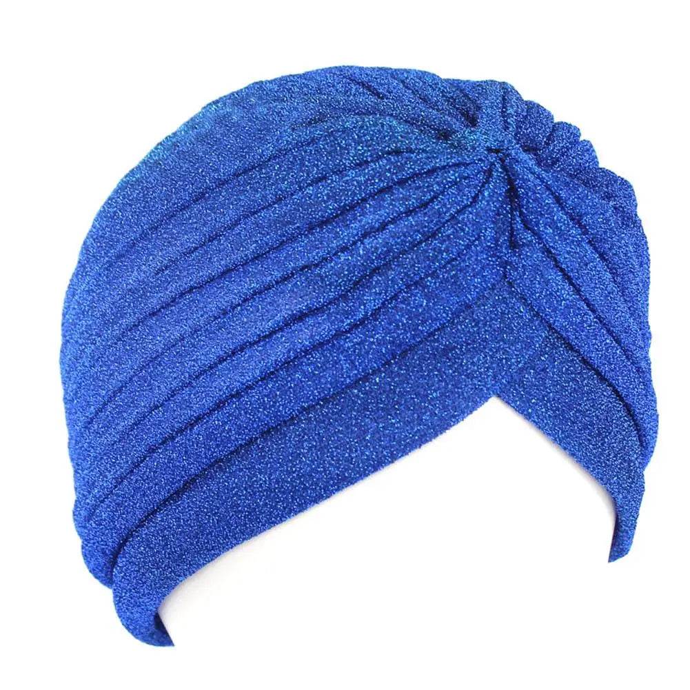 HOT Fashion Women Turban Hijab Hats Gold Shiny Muslim Indian Turban Double Layer Headwrap Stretchable Soft Wrap Head Scarf Mujer - AIAZ