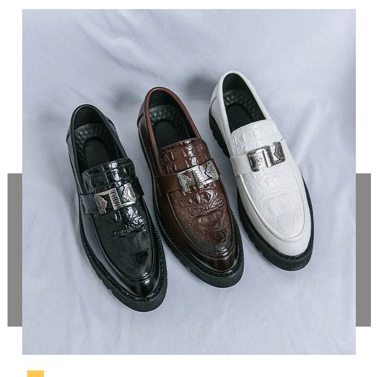 2025 men's party and business loafers, thick-sole men's formal thick-sole shoes, comfortable slip-on fashion casual shoes - AIAZ