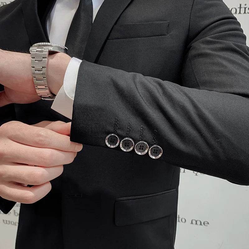 Suit (Blazer+ Vest + Pants) Men's Business Gentleman Fashion Slim Work Solid Color Plus Size Fair Dress Wedding Best Man Suit - AIAZ