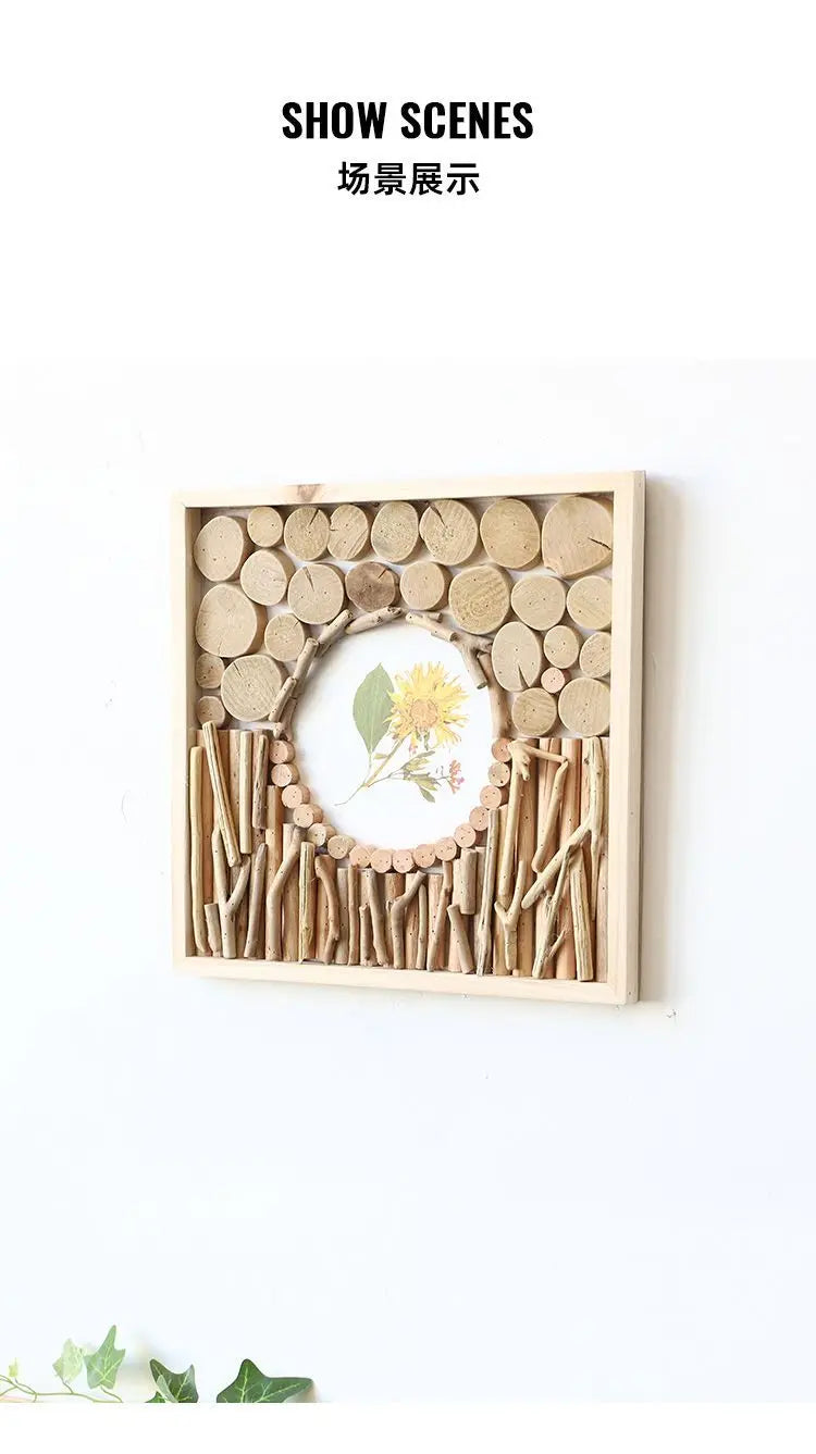 52x52cm 3D Flower & Wheat Field Building Blocks Wall Art - simple Creative Room Decor Aesthetic for Dining Room & Living Room