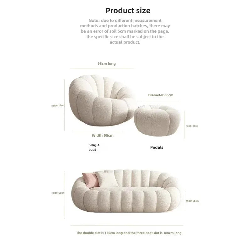 Lazy sofa that can be reclined or slept on, pumpkin sofa chair, small-sized lamb velvet fabric sofa, single sofa