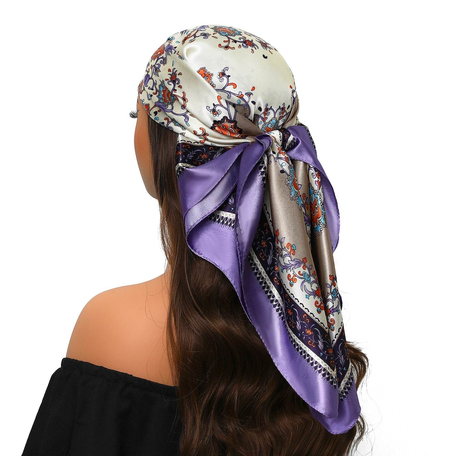 Head Scarf Women Luxury Brand Square 90*90cm Silk Foulard Satin Bandana Cheveux Soft Neckerchief Hijab Hair Scarves For Ladies - AIAZ